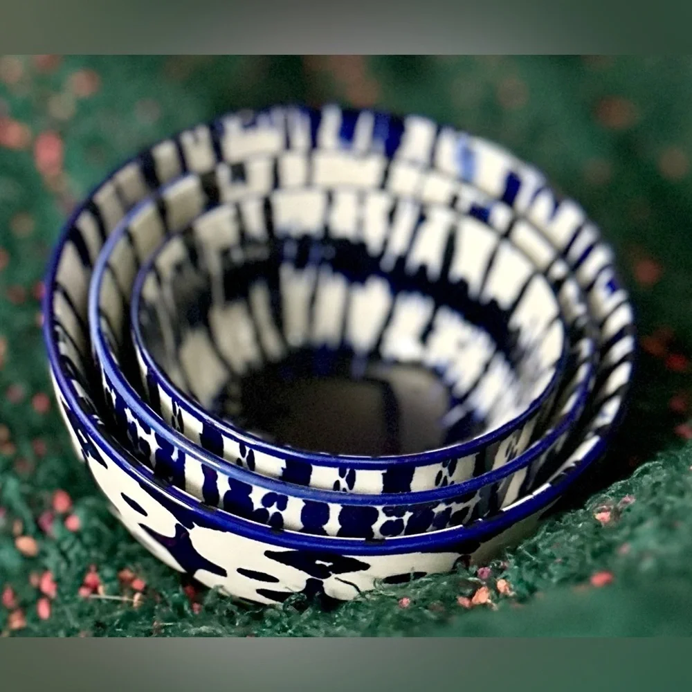 ‼️RARE‼️🎸West Elm🎸🔥NWOT🔥INDIGO TIE-DYE Nesting Bowl Set(3)